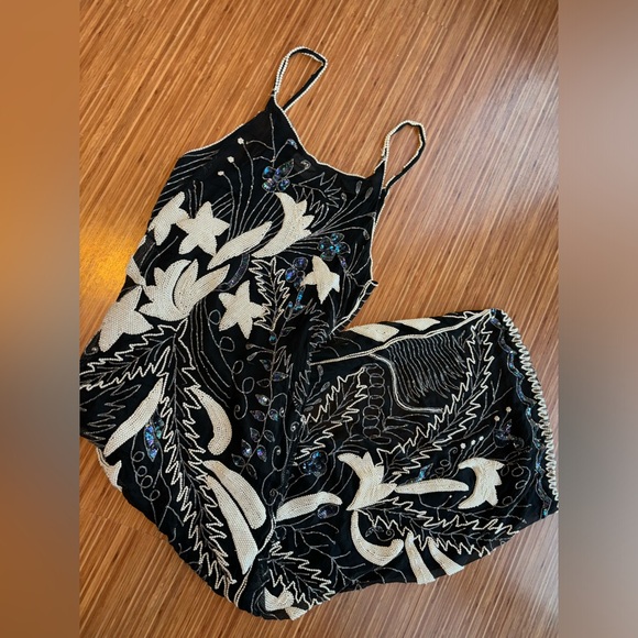 Vintage Dresses & Skirts - Vintage beaded and sequined silk gown maxi dress